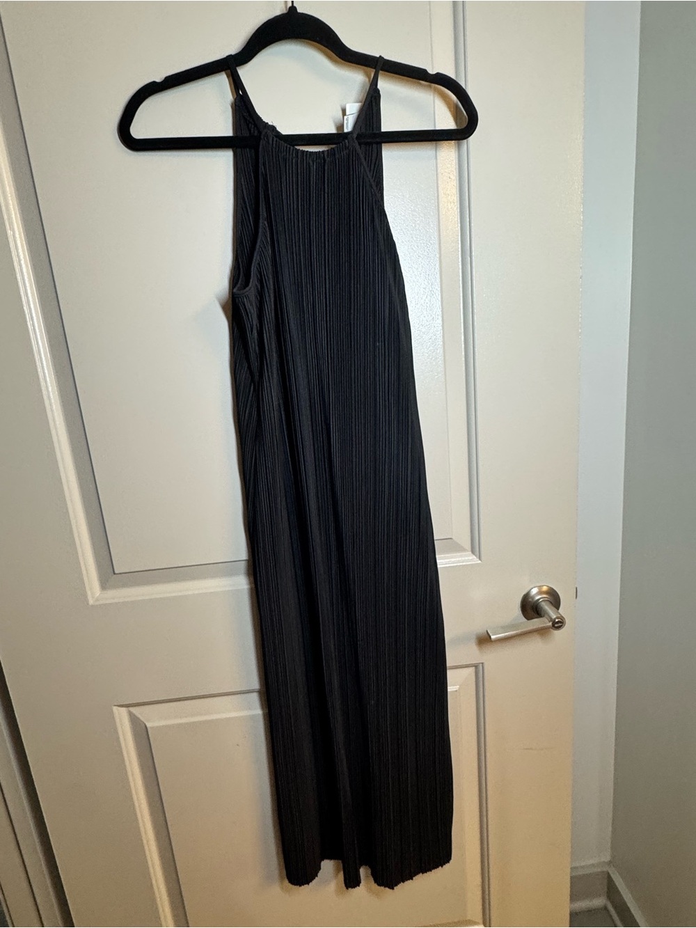 a new day Black Pleated Halter Midi Dress